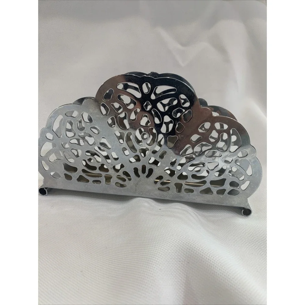Vintage Irvin Ware USA Retro Silver Chrome Filigree Napkin‎ Letter  Holder